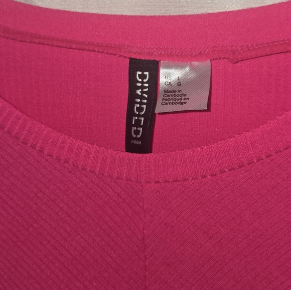 Divided H&M Hot Pink Long Sleeve Twist Front Blouse Shirt Crop Top. Large Womens - Picture 5 of 5